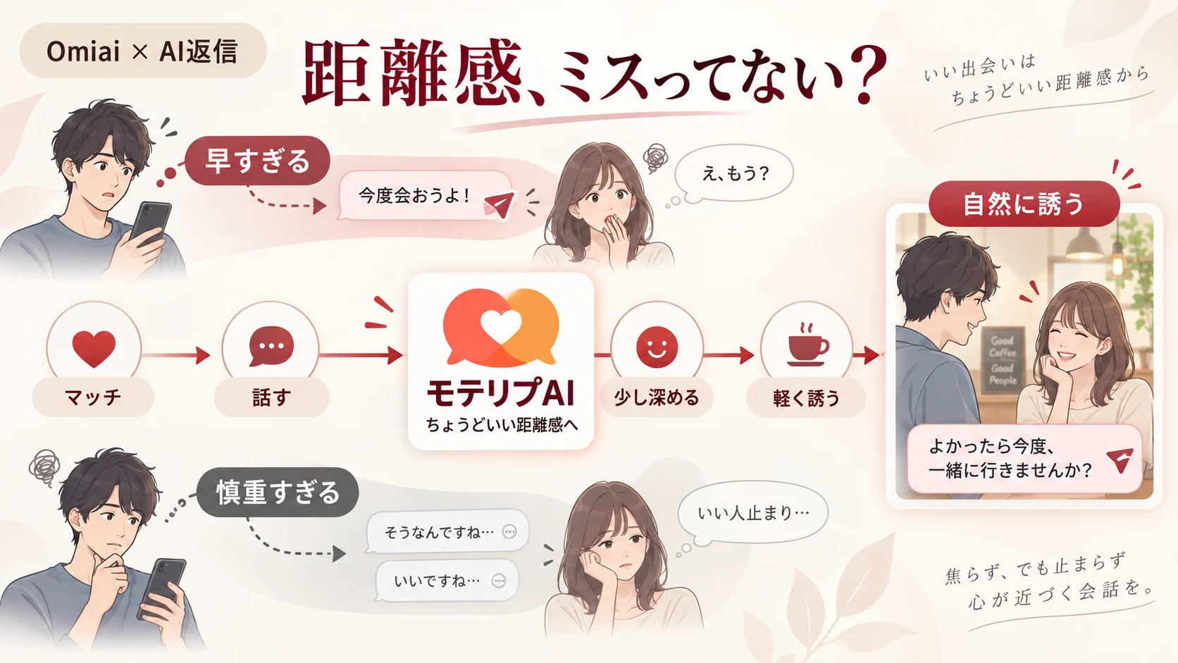 Omiaiの会話をもとに返信案を考える画面