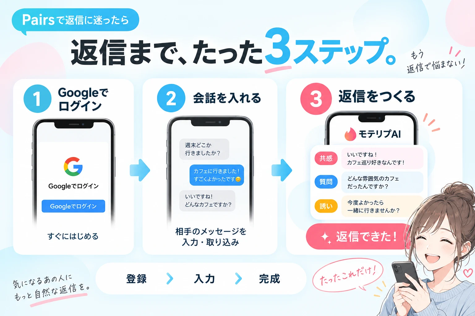 モテリプAIのログイン画面