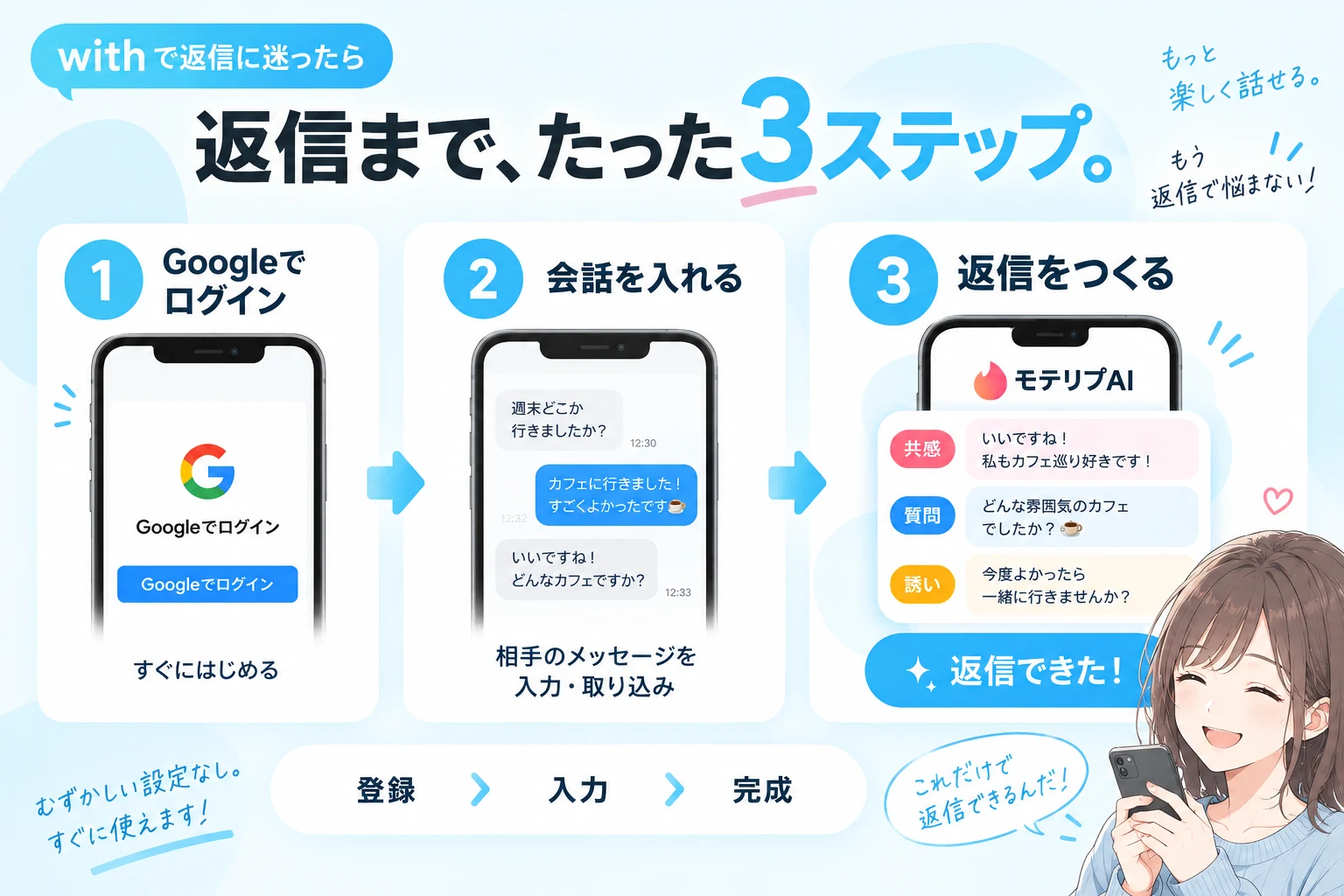 モテリプAIのログイン画面